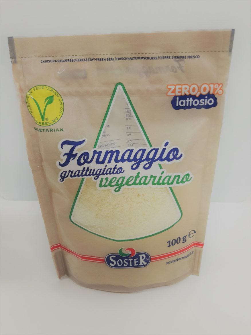 Grated cheese with stay-fresh seal (self-standing bag)